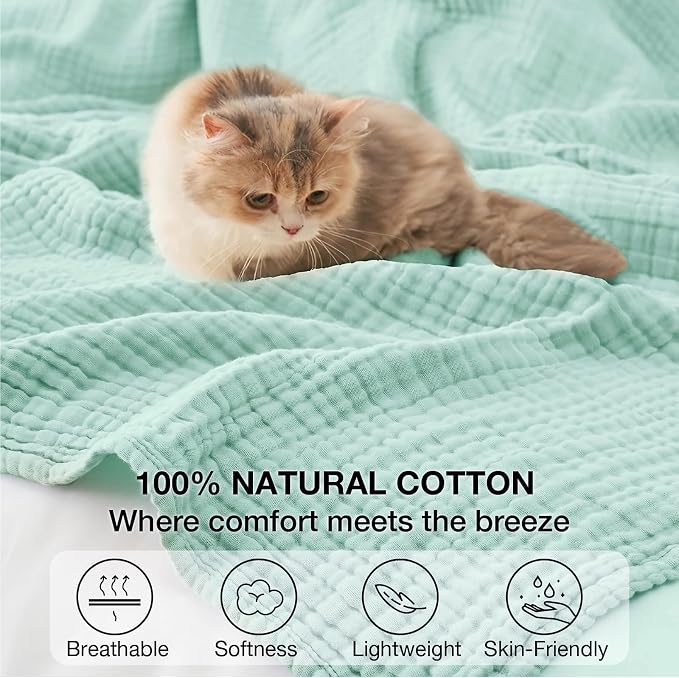 100% Cotton Muslin Blanket Twin 66" x 90", Breathable and Lightweight Cotton - Image 3