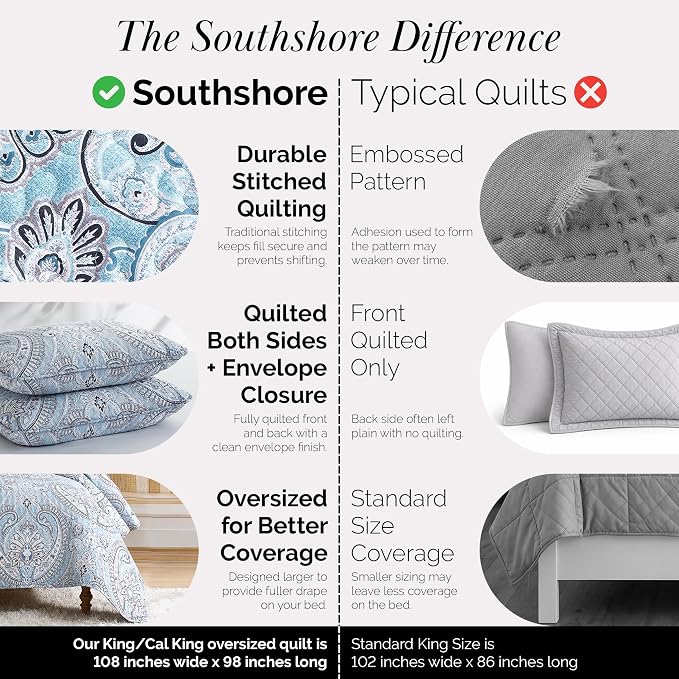 Southshore Fine Living, Inc. Oversized Quilt King Size Bedding Set, Lightweight - Image 4
