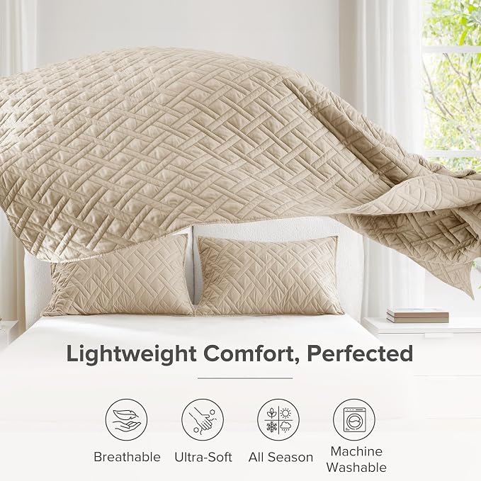 Comfort Spaces Twin Quilt Set Modern Reversible Diamond Coverlet Twin Bedding - Image 4
