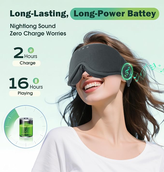 Sleep Mask with Headphones Bluetooth 5.4, LC-dolida Wireless Music Eye Mask - Image 4