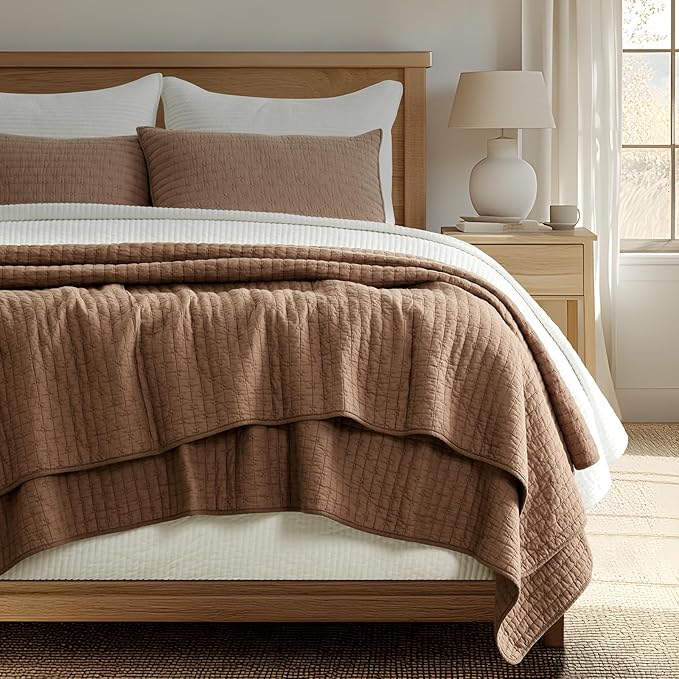 EVERGRACE Cross Stitch Pre-Washed Cotton Quilt Bedding Set Queen Size, by EVERGRACEHOME