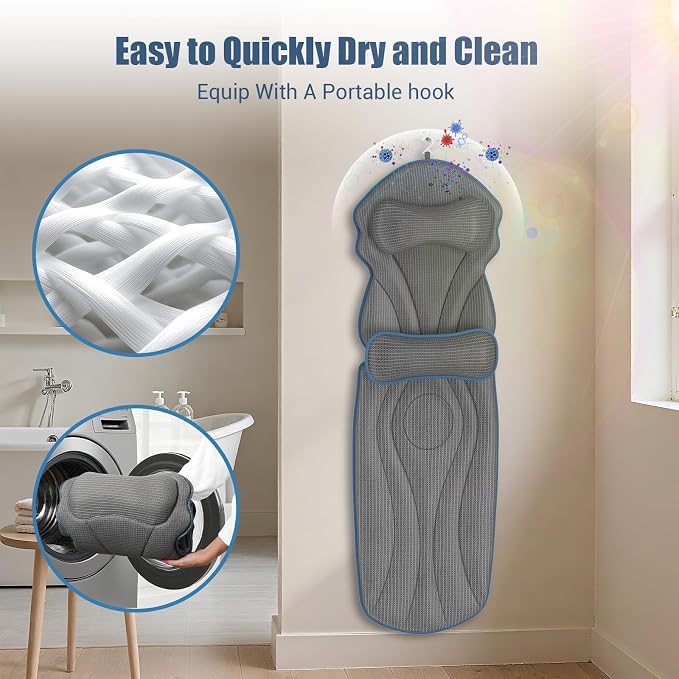 Full Body Bath Pillows for Tub Luxury Bathtub Pillow Cushion for Head, - Image 6