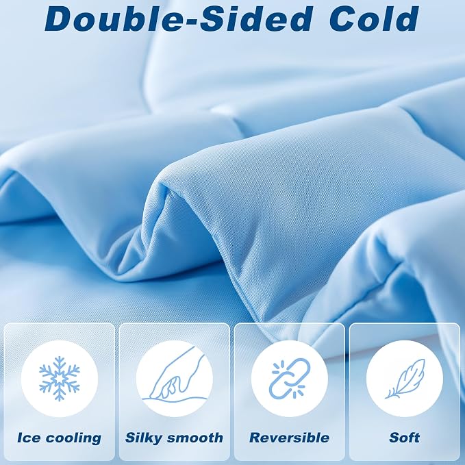 Cooling Comforter Twin Size, Double-Sided Cold Tech Fabric Quilted Bed - Image 3