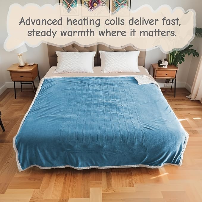 Electric Heated Blanket Full Size 72"x84", Soft Flannel - Image 9
