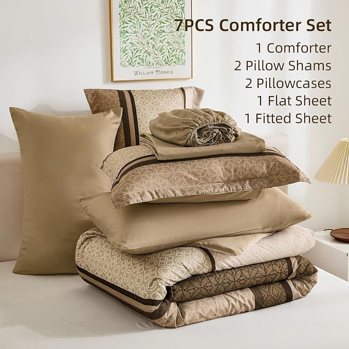 WONGS BEDDING 7 Pieces Comforter Set California King Size, Bohemian Soft - Image 7