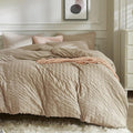 JELLYMONI Khaki Duvet Cover Twin Size, Soft Breathable Seersucker Duvet Cover by JELLYMONI