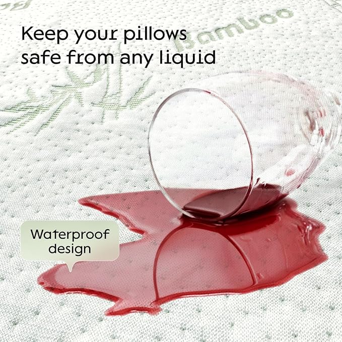 100% Waterproof Pillow Protectors Queen 20x30 Pair Zippered Pillow Case - Image 6