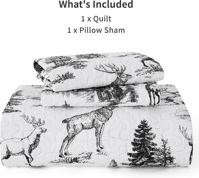 PPOLCA Rustic Twin Quilt Bedding Set, Christmas Lightweight Reversible Cabin - Image 6