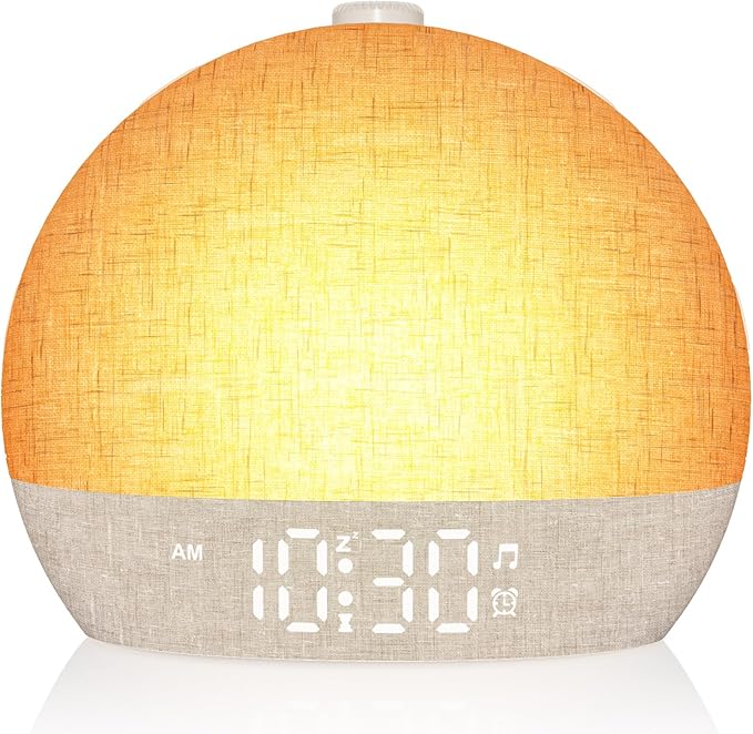 Wake Up Light Sunrise Alarm Clock, Dimmable Night Lights, Sleep Aid, Loud Alarm by ARUQO