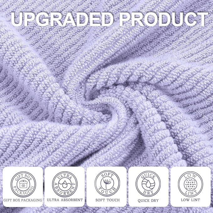 VOOVA & MOVAS Purple Bath Towels Set of 4, Large 30" x 56" - Image 2