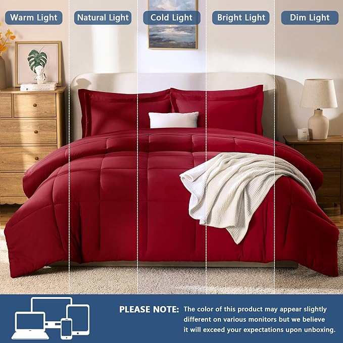 CozyLux King Size Comforter Set Dark Red - Image 7