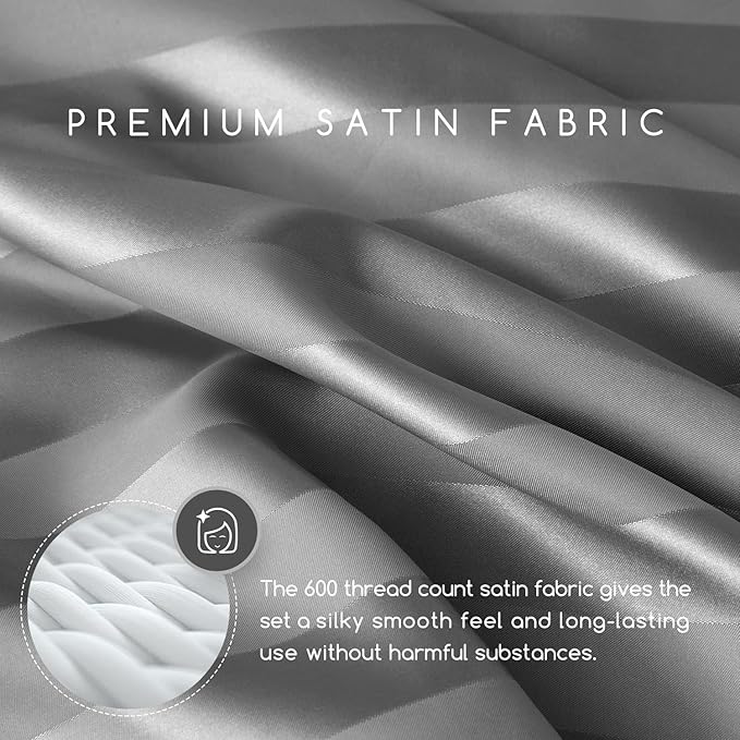 MR&HM Satin Bed Sheets, Full Size Sheets Set - Image 3