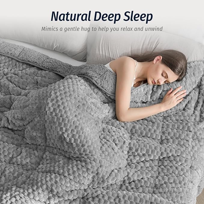 Wemore Fleece Weighted Blanket for Adults, Dual Sided Cozy Soft Sherpa Heavy - Image 4