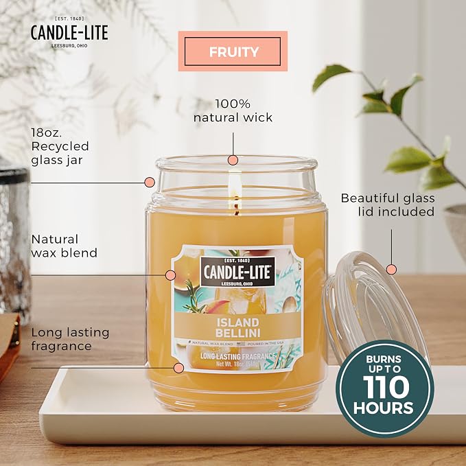 Candle-lite Scented Candles, Island Bellini, 18 oz Jar, Proudly Poured in The - Image 3