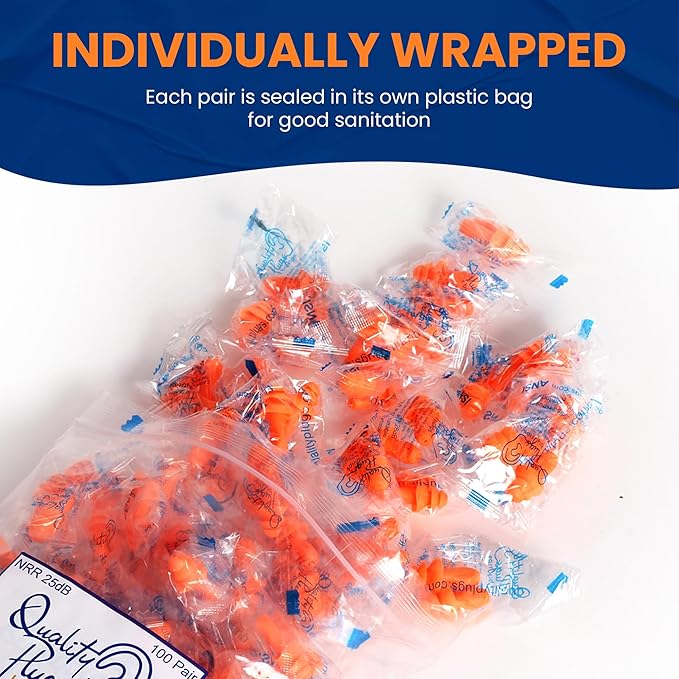 100 Pairs of Orange Reusable Ear Plugs - Image 6