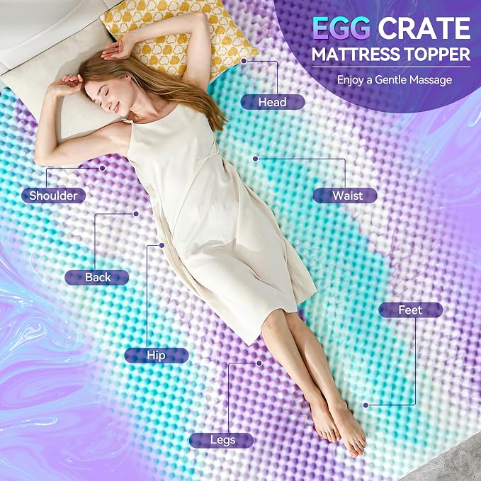 SINWEEK 2 Inch Egg Crate Memory Foam Mattress Topper Twin Size, Soft Mattress - Image 2