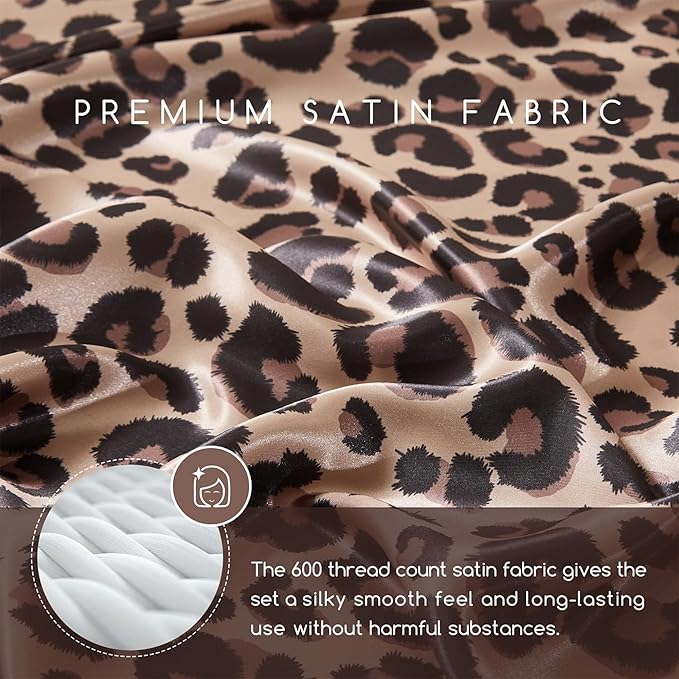 MR&HM Satin Bed Sheets with Elastic Corner Straps, Queen Size Sheets Set - Image 3