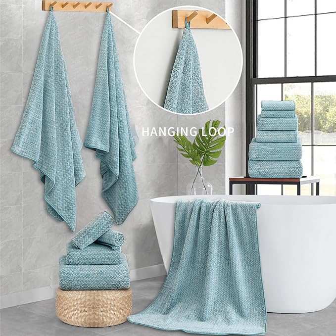 Ultra Soft Bath Towel Set, 12 Piece Family Bathroom Towels Set - Image 2