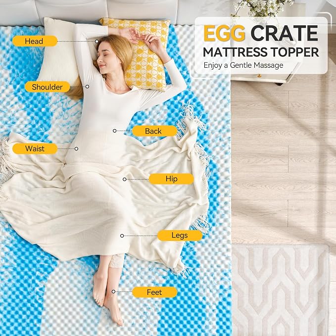 SINWEEK 3 Inch Egg Crate Memory Foam Mattress Topper Twin Size, Soft Mattress - Image 2