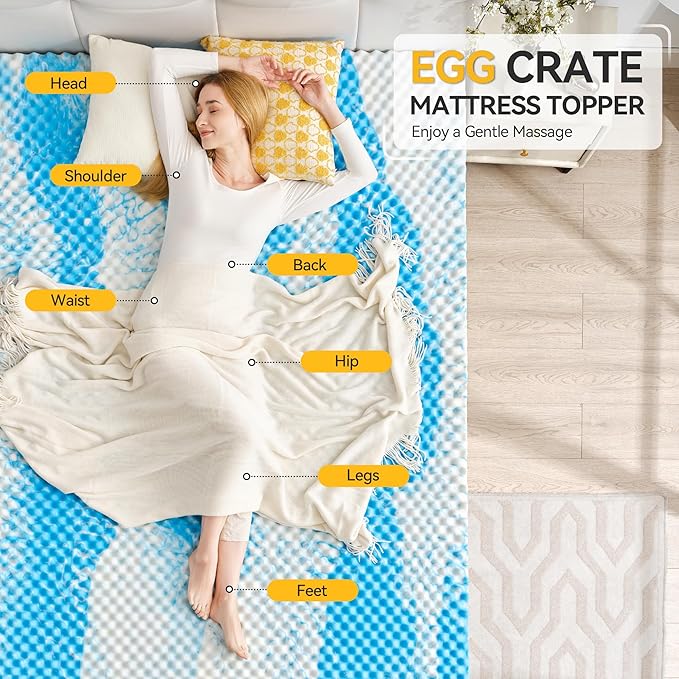 SINWEEK 2 Inch Egg Crate Memory Foam Mattress Topper Twin Size, Soft Mattress - Image 2