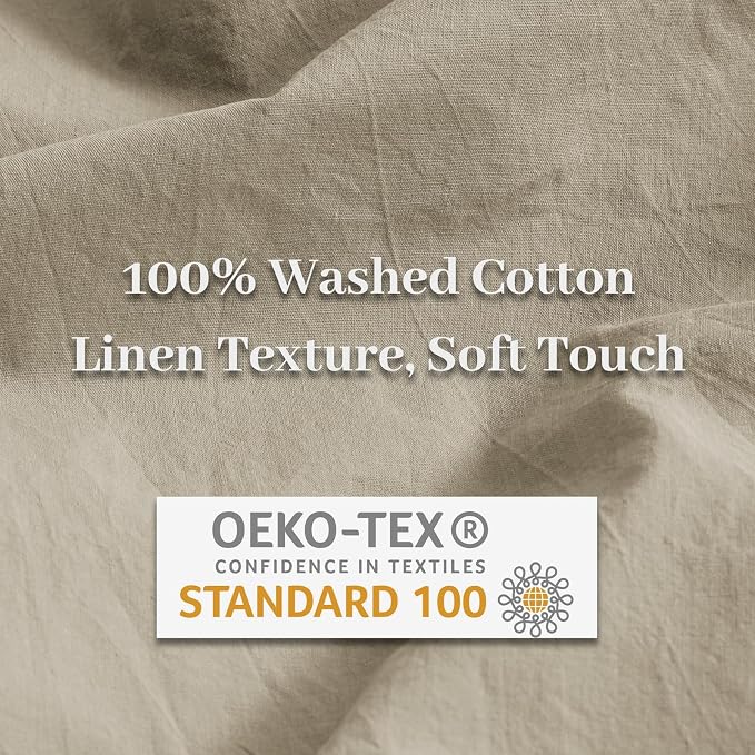 NEXHOME PRO Duvet Cover Set Oversized Queen 92"x98" Linen Feel Textured Organic - Image 6