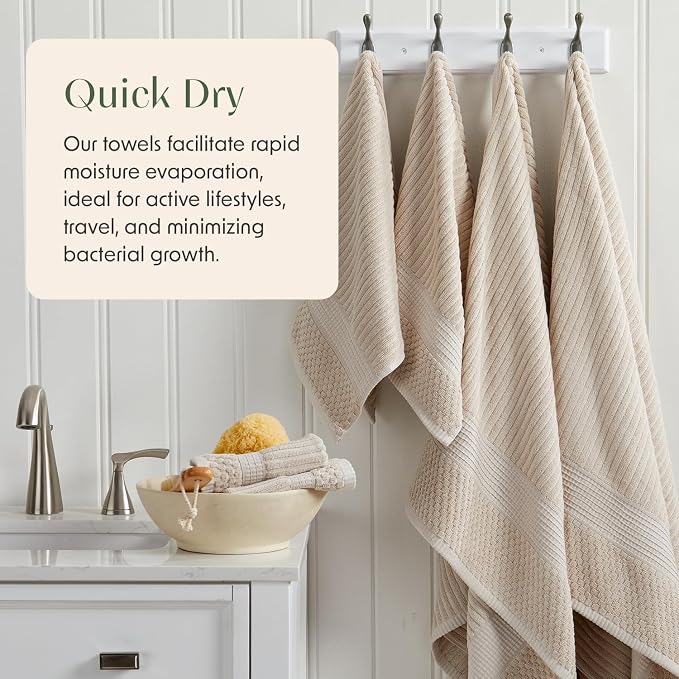 Springtree Home 100% Cotton Bath Towel Set of 4 | Super Soft & Absorbent - Image 3