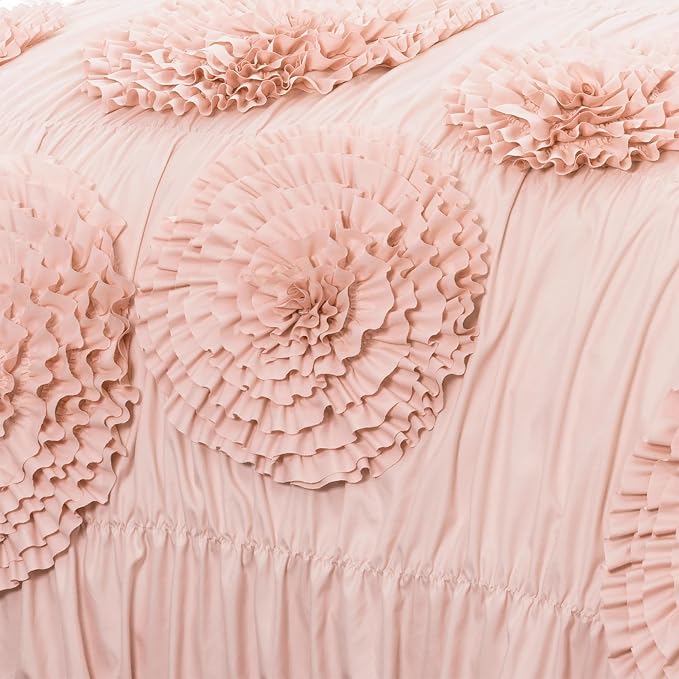 Lush Decor Serena Comforter Set, 3 Piece Set, Full/ Queen, Blush - Image 4