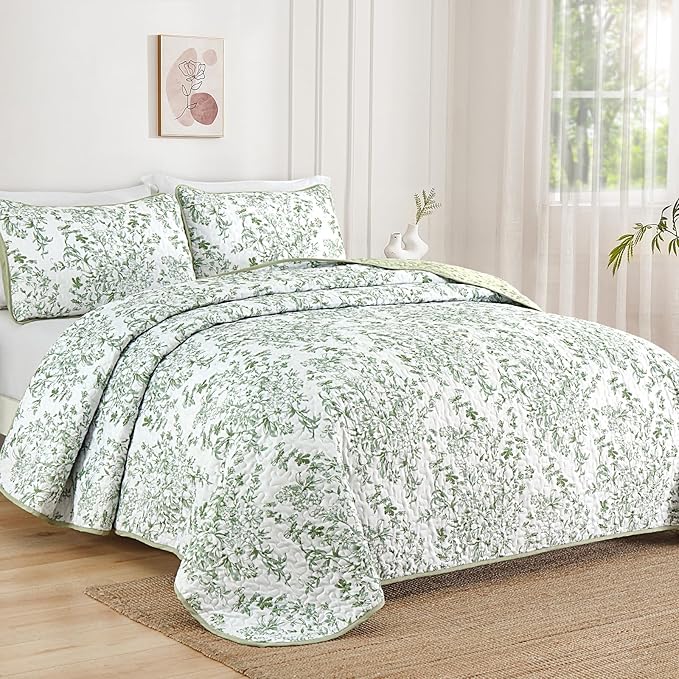 WONGS BEDDING Quilts Queen Size, Sage Green Quilt Bedding Set - Image 2