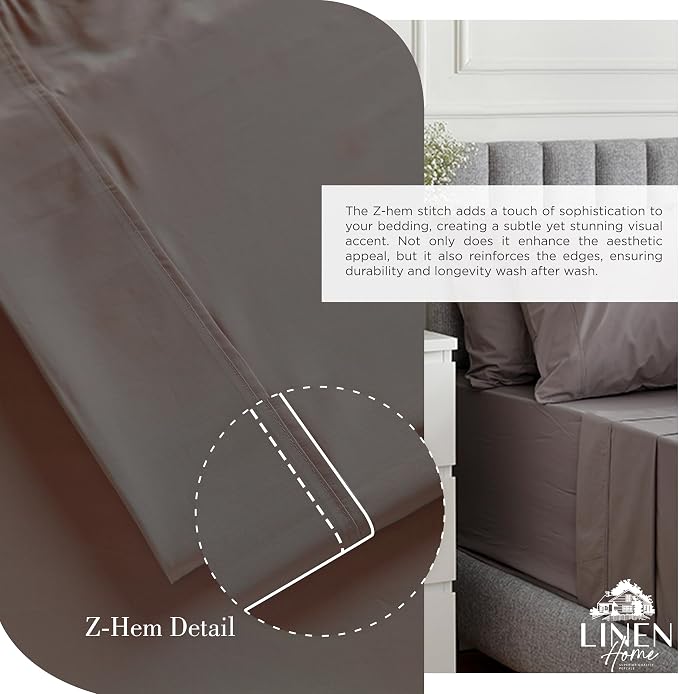 Linen Home 100% Cotton Percale Sheets Full Size, Deep Pocket, 4 Pieces Set - Image 3