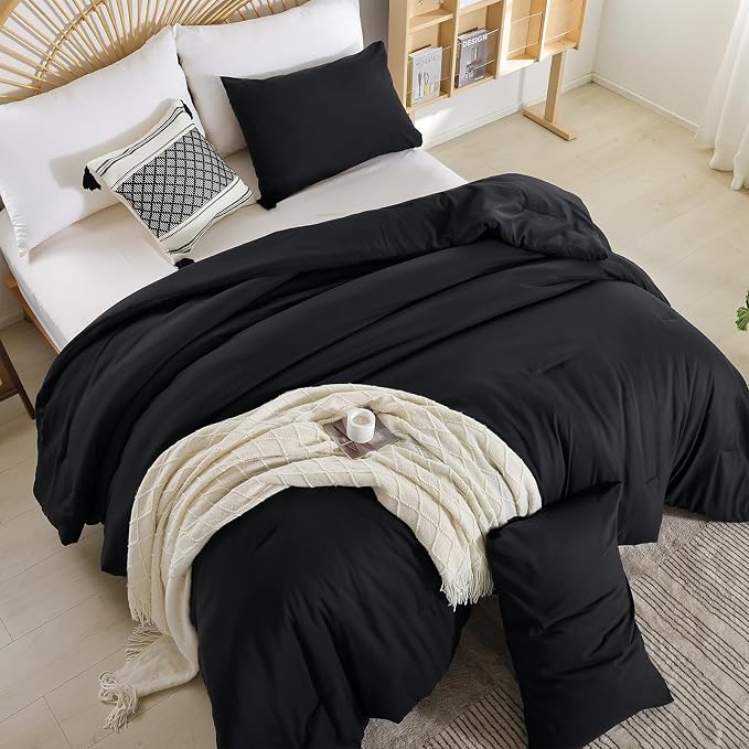 weigelia Full Size Comforter Sets Modern 3PCS Microfiber Black Comforter Full - Image 4