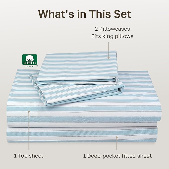 California Design Den Soft 100% Cotton Sheets King Size Set, 400 TC Good - Image 4