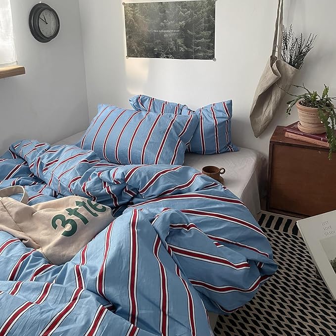 mixinni Vintage Striped Blue Duvet Cover Full - Image 6