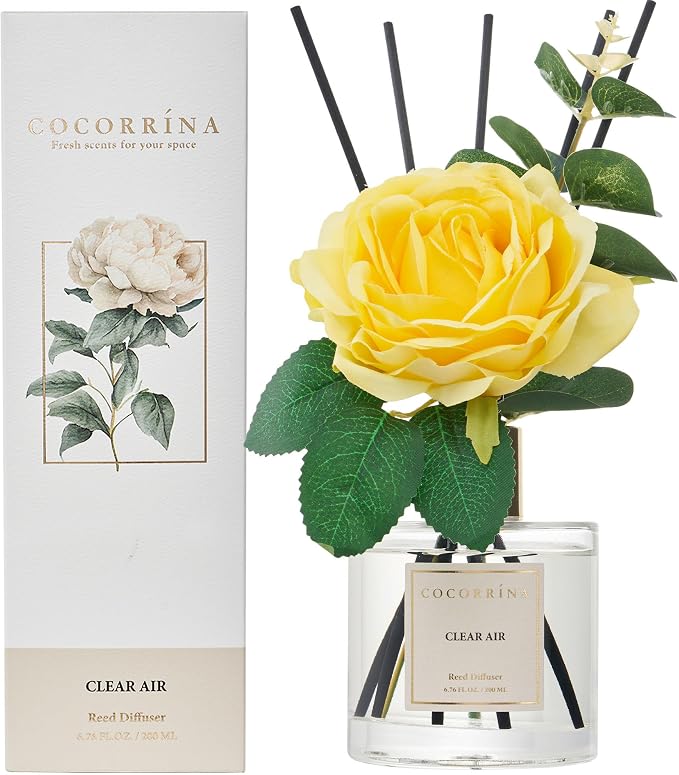 Cocorrina Reed Diffuser Set, Flower Reed Diffuser Clear Air 6.7 oz, Scented by COCORR%C3%8DNA