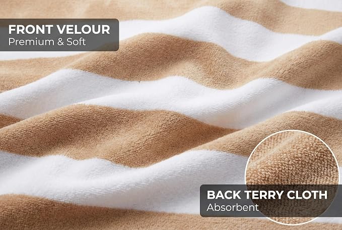 Premium Velour Cabana Beach Towel 4 Pack, 30” x 60” Soft Plush Cotton Pool Towel - Image 4