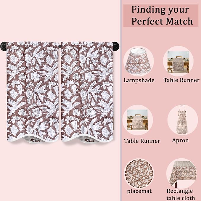 Ridhi Block Print Oak Brown Cotton Spa/Beach Towel 27"x54" Set of 2 Handmade - Image 8