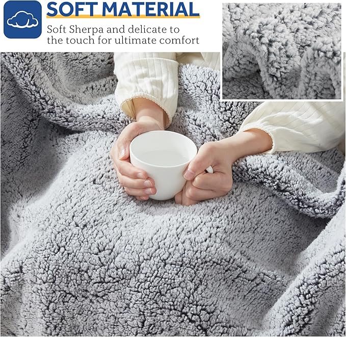 Sealy Electric Blanket Heated Throw 50"x60" Soft Double Sherpa Super Cozy - Image 5