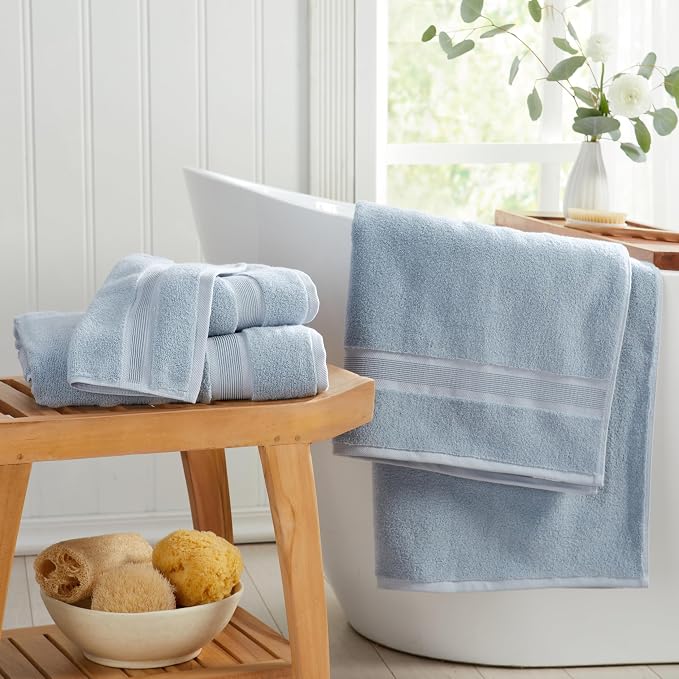 Springtree Home Luxury Bamboo Rayon Bath Towel Set of 4 | 35% Bamboo Rayon - Image 6