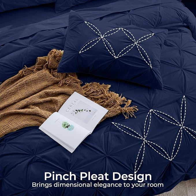 Sasttie King Size Comforter Set, 7-Piece Bed in a Bag, Pintuck Bedding Sets - Image 4