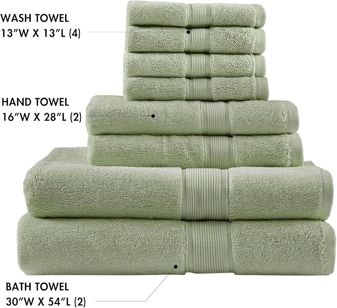 Madison Park 800GSM Bathroom Towel Set of 8 100% Cotton Bath Towel Set - Image 4