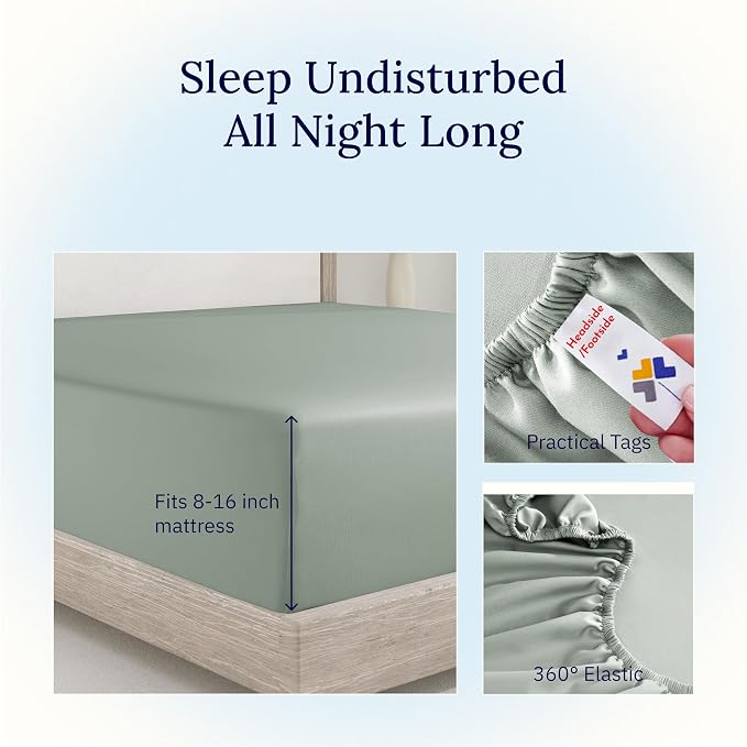 California Design Den Full Fitted Sheet, Deep Pocket Soft 400 Thread Count 100% - Image 6