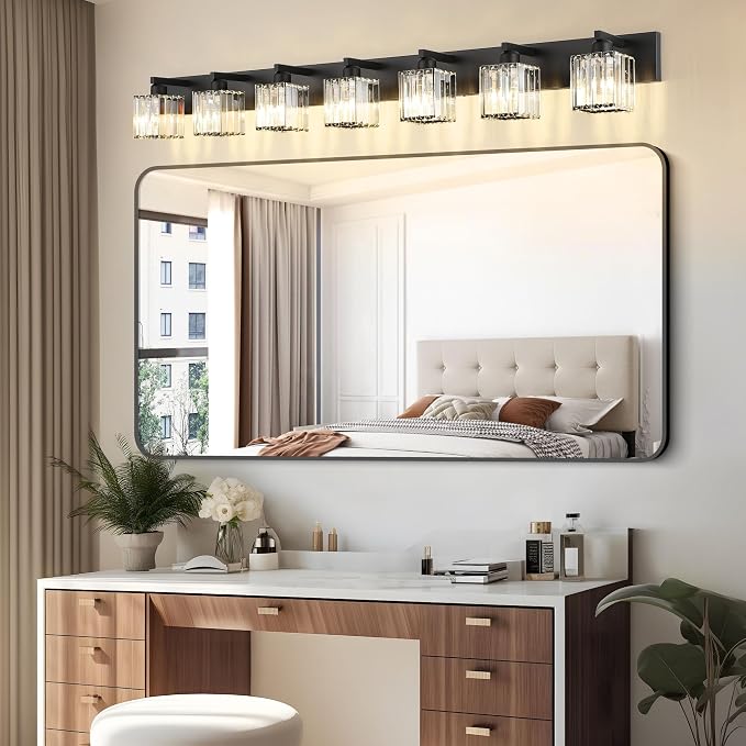 Aipsun Black Vanity Light Crystal Bathroom Lighting Fixtures Modern Bathroom - Image 8