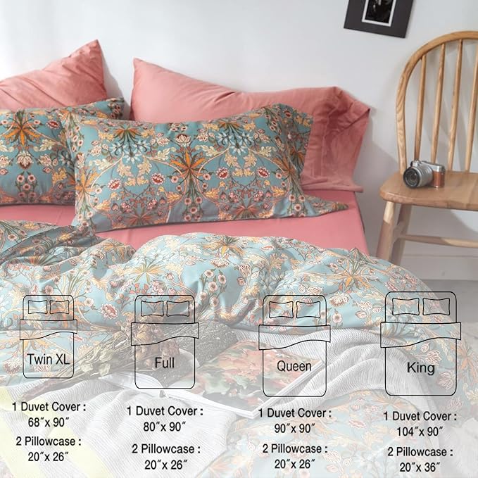 mixinni Vintage Style Garden Flower Duvet Cover Set - Image 4