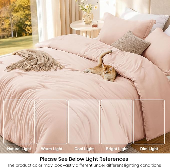 Love's cabin Pink King Size Comforter Set, 3-Piece Prewashed Bed Set - Image 6