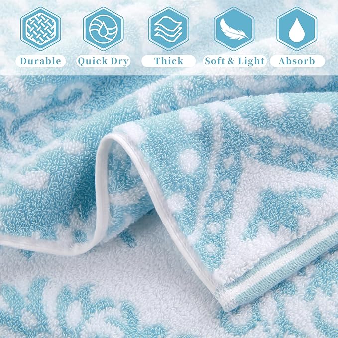Hand Towels for Bathroom, Bath Hand Towel Set of 4, Jacquard Decorative Hand - Image 2