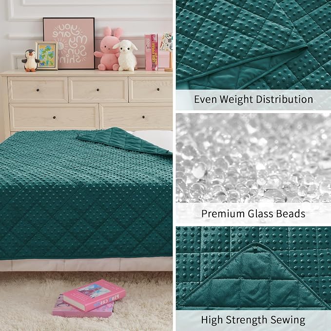 Green Weighted Blanket Kids 7lbs, Breathable Cooling Minky Heavy Throw Blanket - Image 8