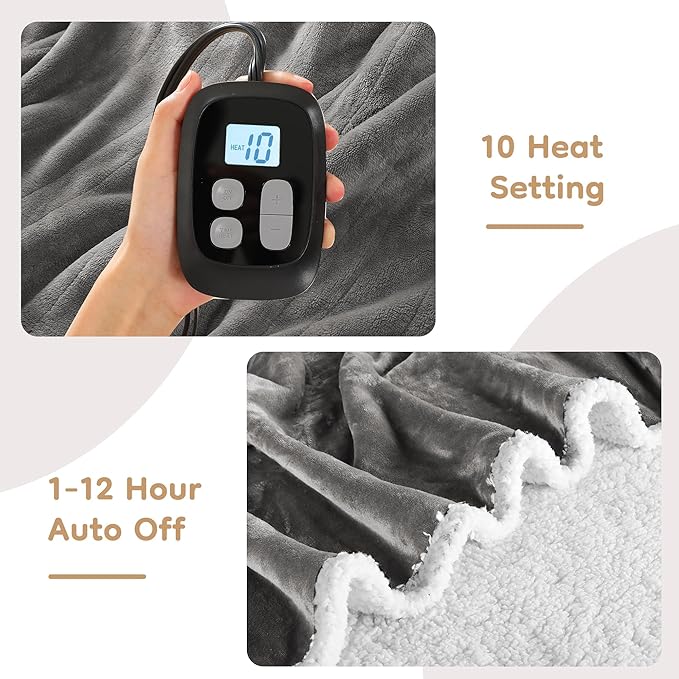 LaffyLo Electric Heated Blanket Twin Size 62 x 84, Fast Heating Blanket - Image 3