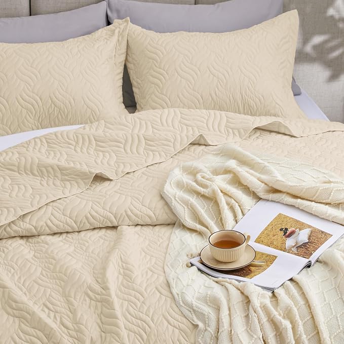 Love's cabin California King Size Quilt Bedding Set Camel Bedspread - Image 7