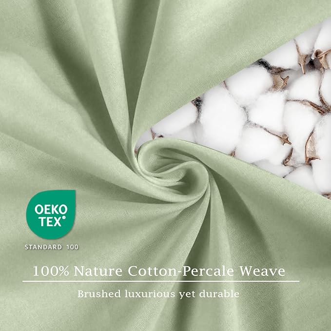 FreshCulture Pure Cotton Fitted Sheets Full Size, 300 Thread Count Percale - Image 6