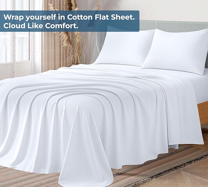 Royale Linen 100% Organic Cotton California King Flat Sheet Only - Image 2