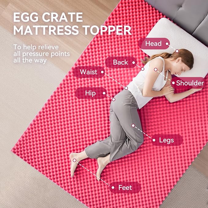 SINWEEK 2 Inch Egg Crate Memory Foam Mattress Topper Twin Size, Soft Mattress - Image 2